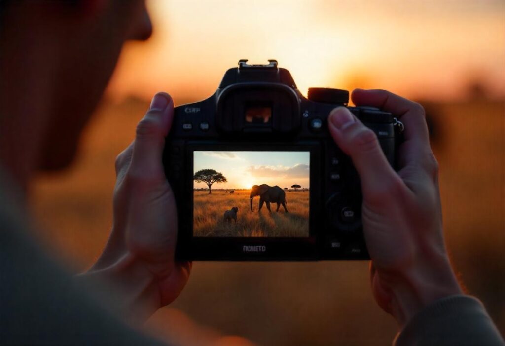 camera shooting wildlife safari