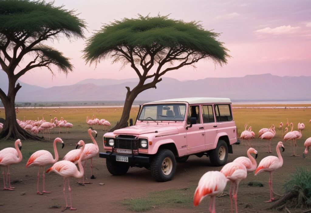 Lake Manyara one day safari flamingos