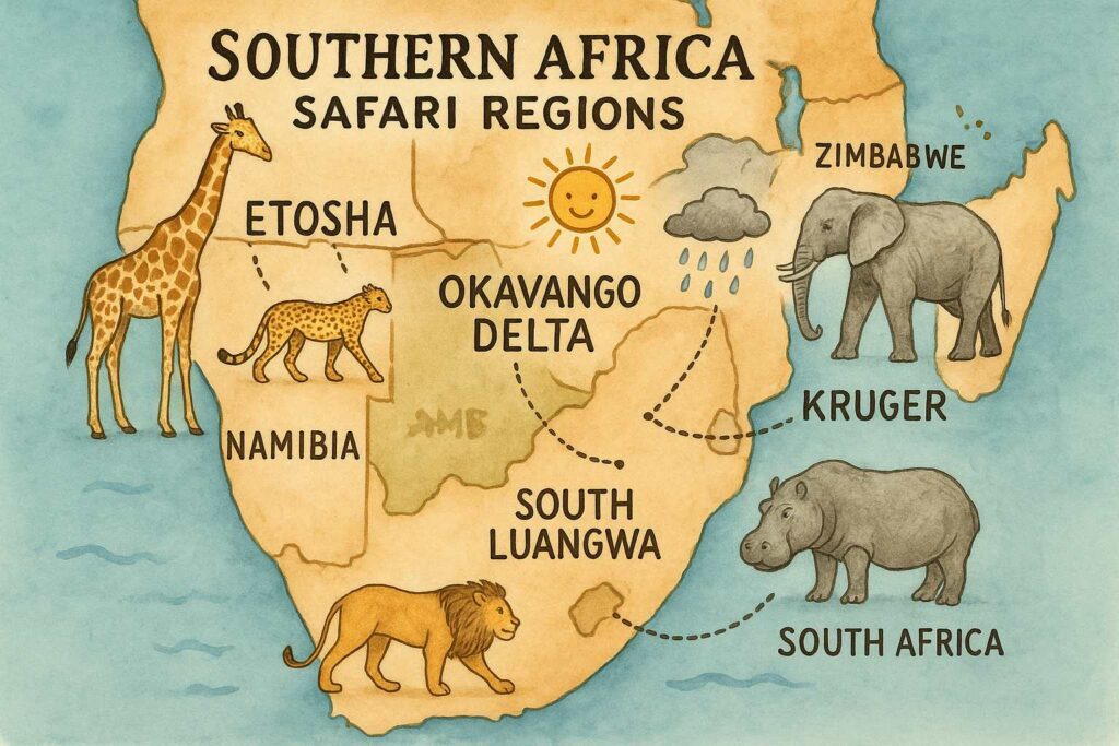 best time to visit Southern Africa for safari map