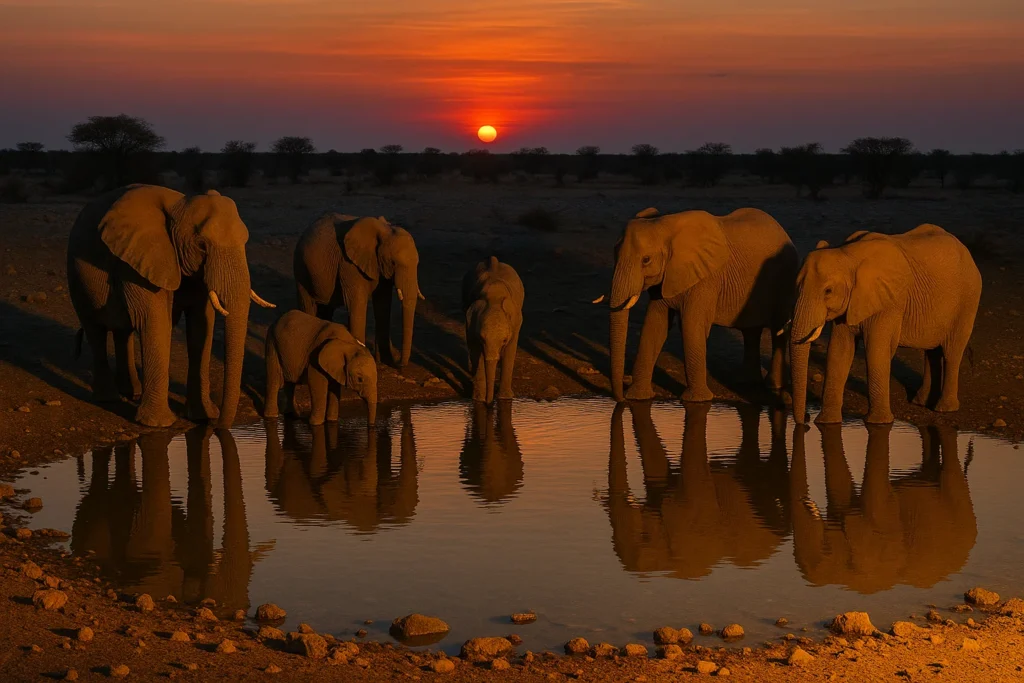 Etosha waterhole wildlife photography
