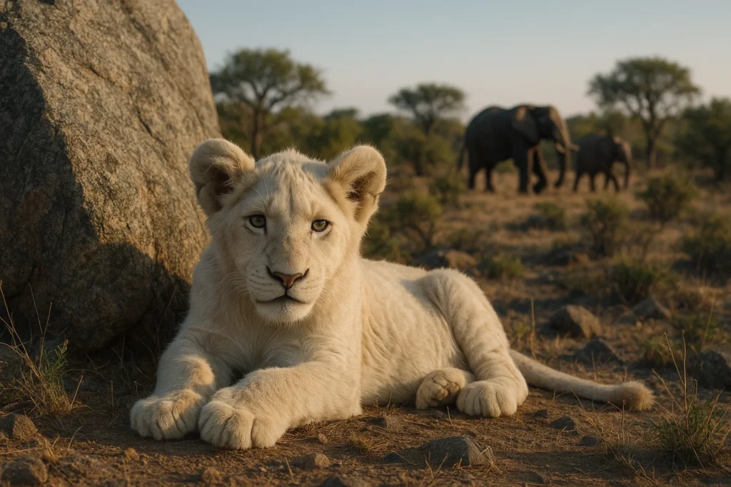 baby white lion Sandringham Private Game Reserve wildlife